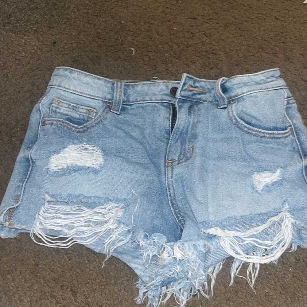 light washed crop jean shorts
